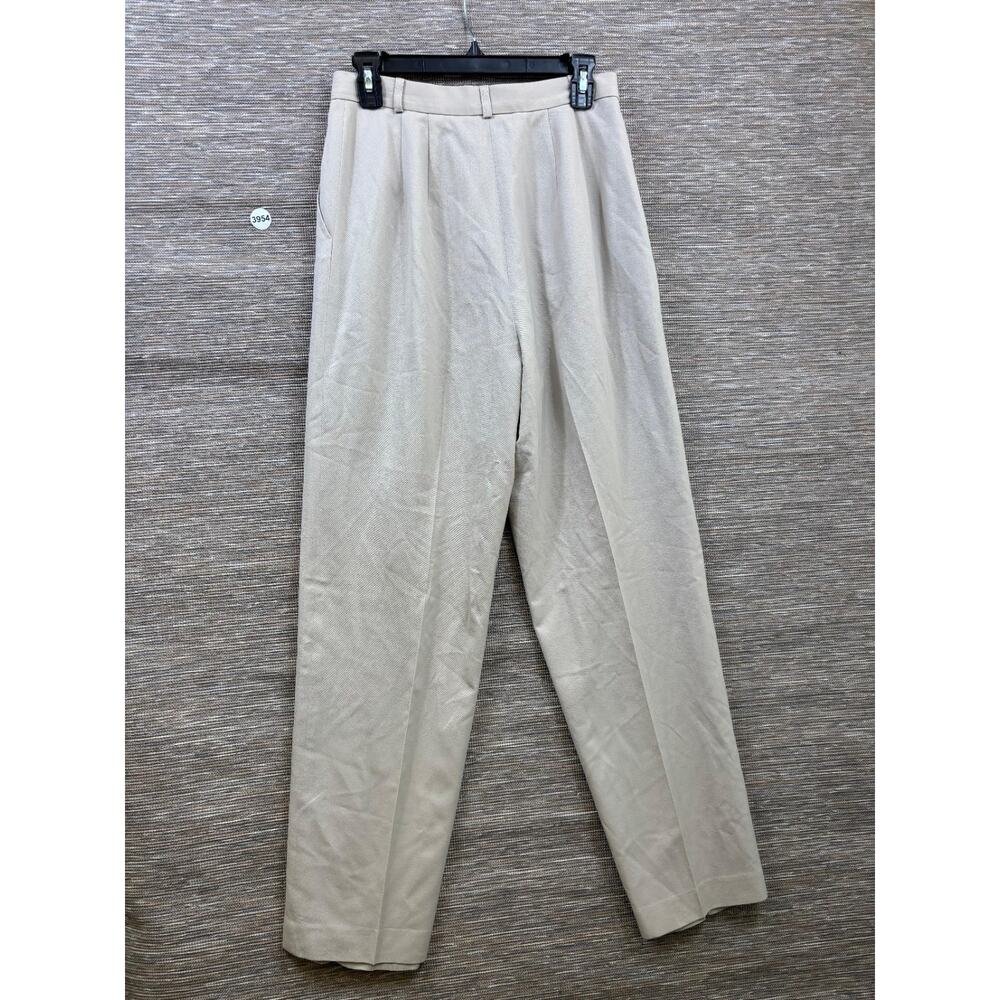 Vintage Talbots Wool Dress Pants Womens Size 10 Beige Pleated High Rise Stretch - Picture 2 of 7